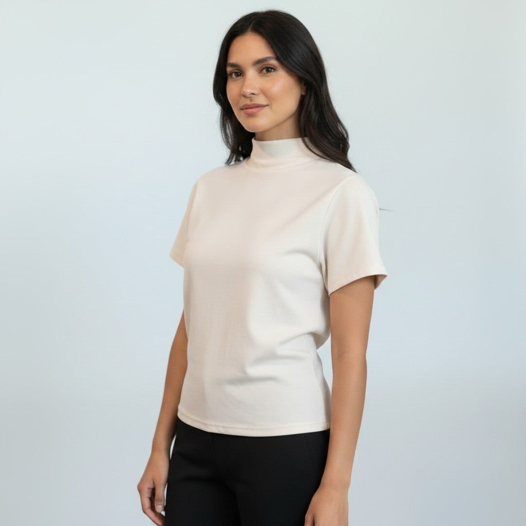 Kyra | Dames top met opstaande hals korte mouwen