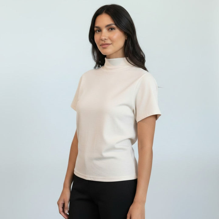 Kyra | Dames top met opstaande hals korte mouwen