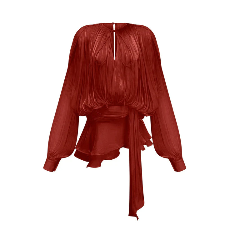 Peyton | ames Mini Jurk met V-hals en Pofmouwen