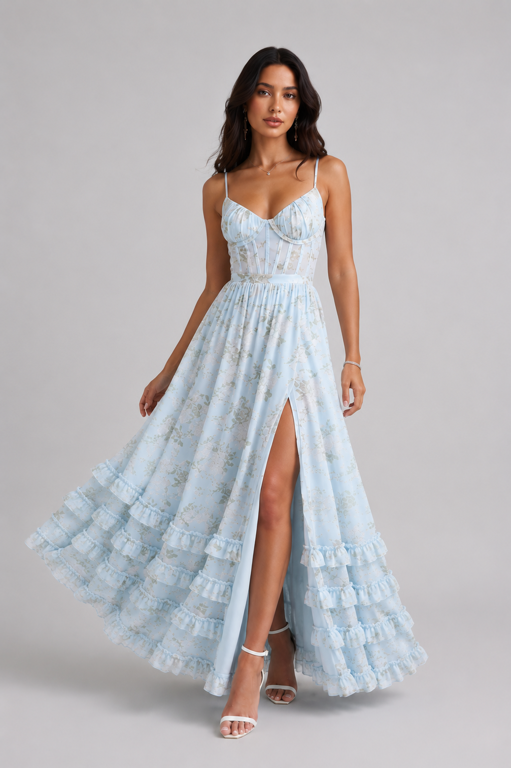 Vera | Boho Stijl Ruches Jurk Dames - Elegante A-lijn Maxi Jurk met Split
