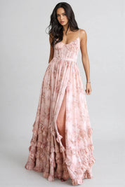 Vera | Boho Stijl Ruches Jurk Dames - Elegante A-lijn Maxi Jurk met Split