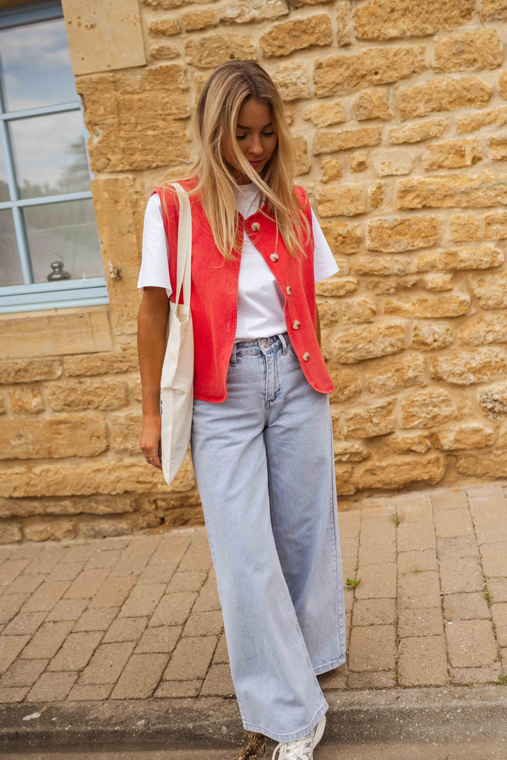 Azaria | Dames vest met knoopsluiting rechte snit