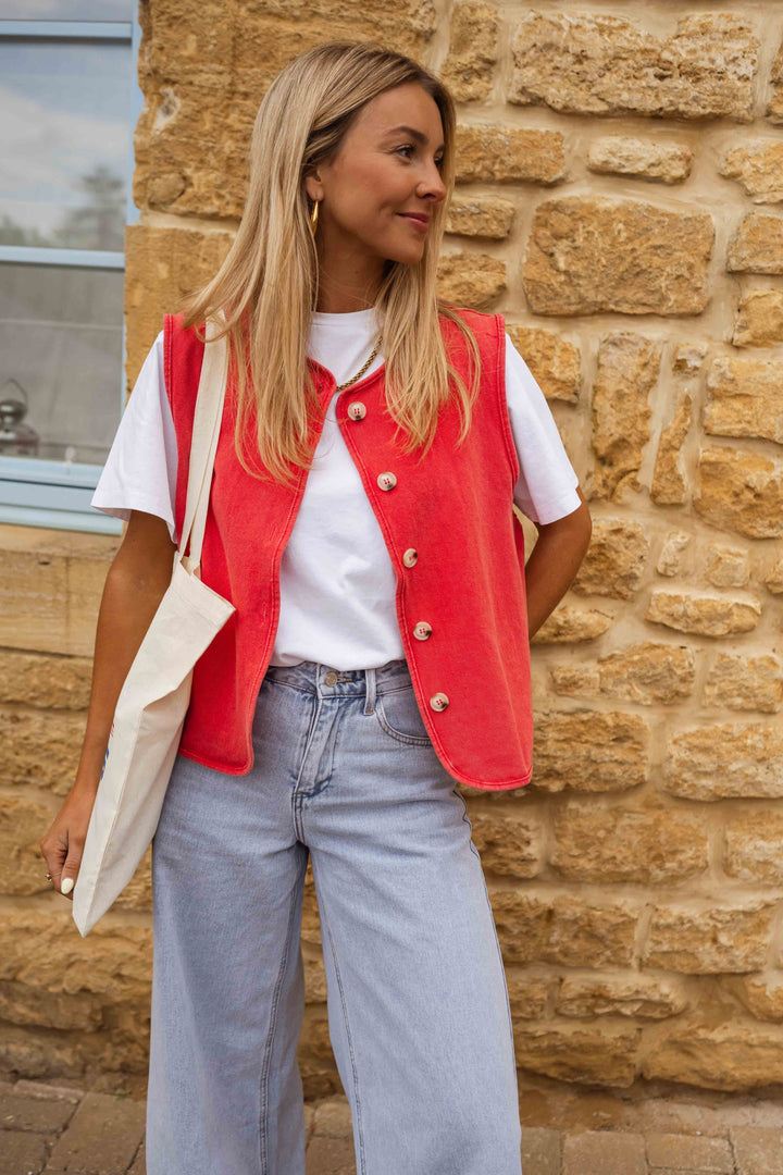 Azaria | Dames vest met knoopsluiting rechte snit