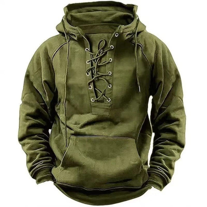 Finn | Heren Hoodie met Veterhals en Buidelzak