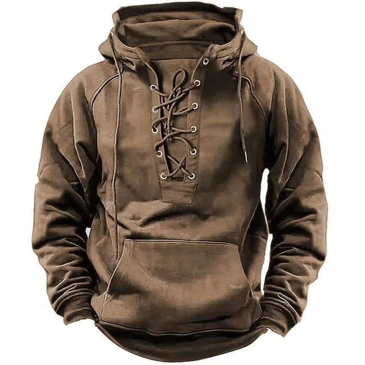 Finn | Heren Hoodie met Veterhals en Buidelzak
