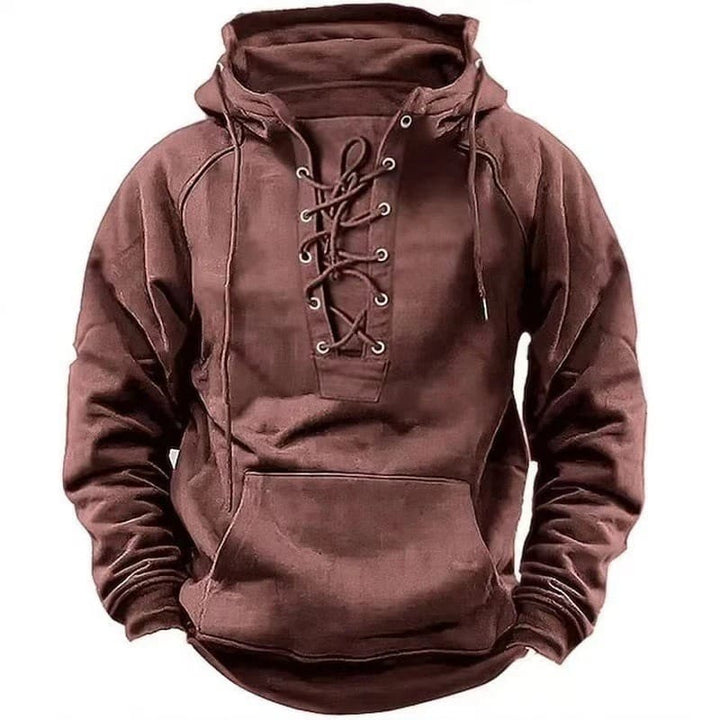 Finn | Heren Hoodie met Veterhals en Buidelzak
