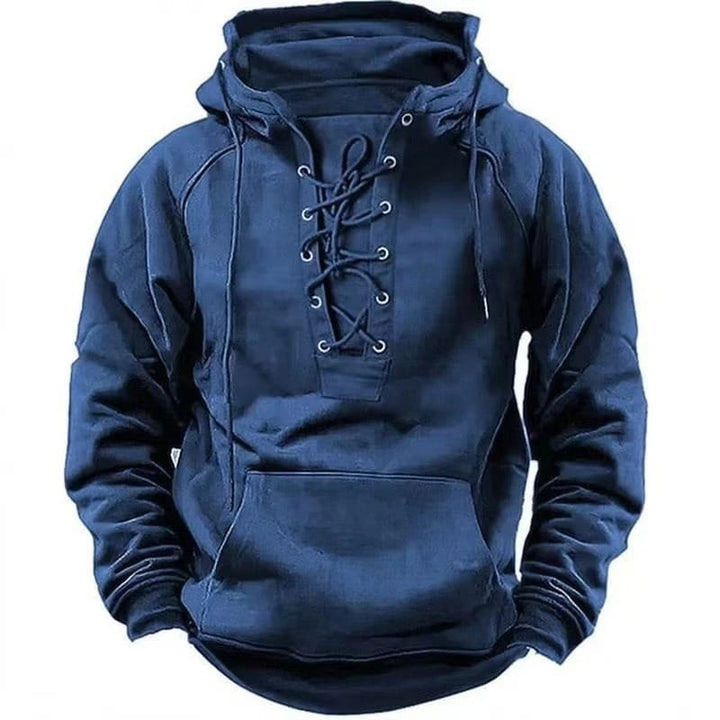 Finn | Heren Hoodie met Veterhals en Buidelzak