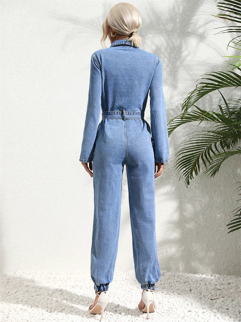 Chantal | Dames jumpsuit met ceintuur knoopsluiting