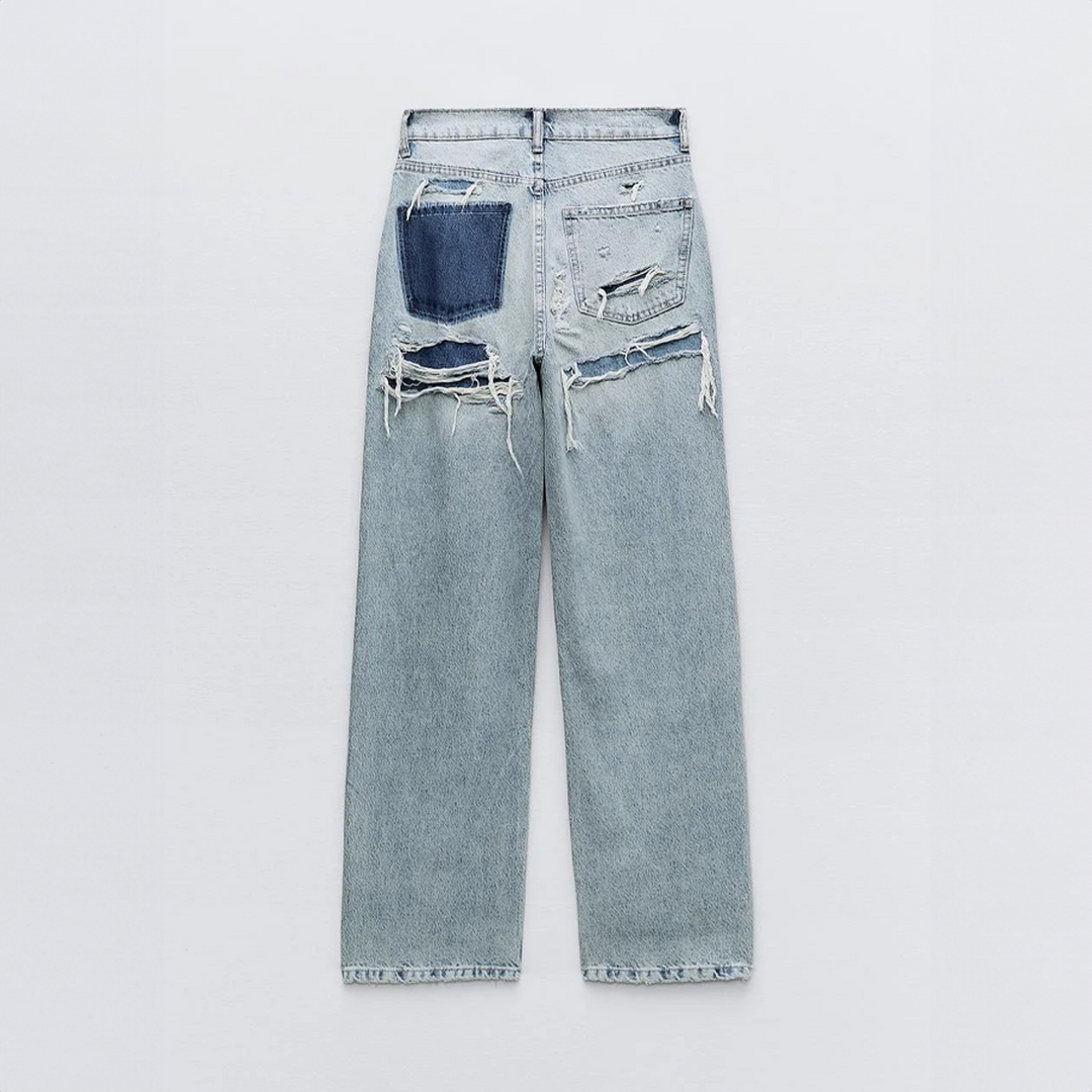 Royalty | Dames vintage ripped jeans met patchwork detail