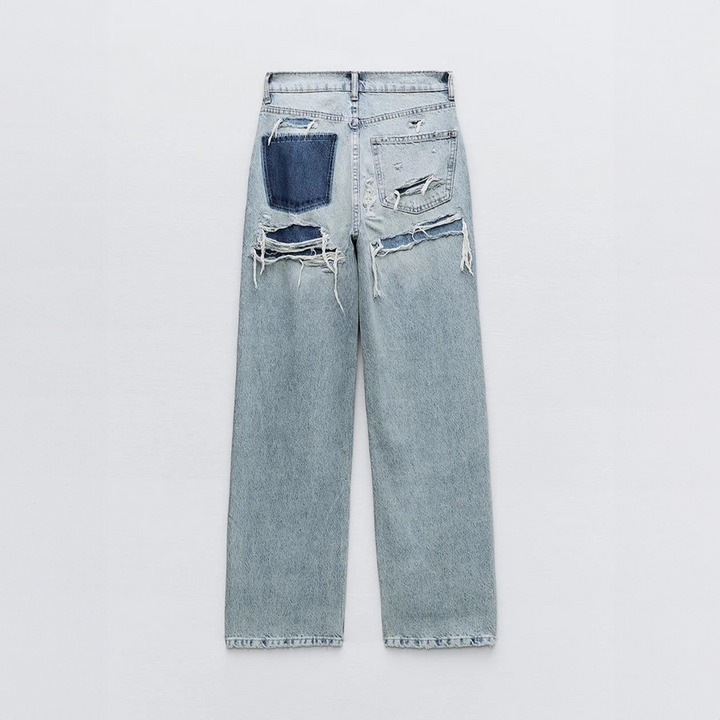 Royalty | Dames vintage ripped jeans met patchwork detail