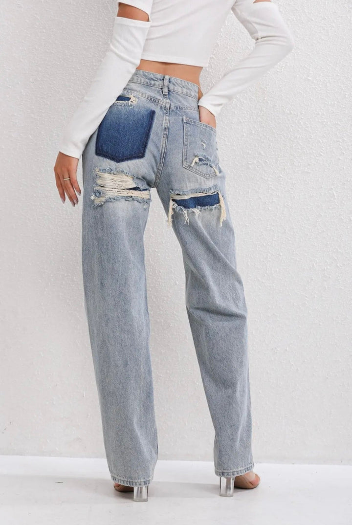 Royalty | Dames vintage ripped jeans met patchwork detail