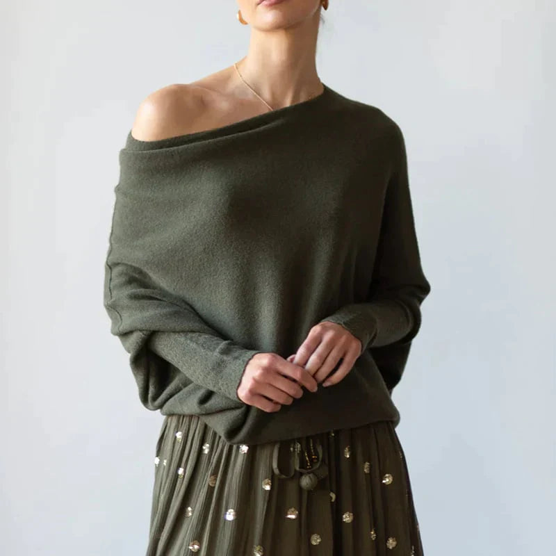 Annika | Asymmetrische Loose Fit Trui Dames - Hoogwaardige Stoffen, Stijlvol en Casual