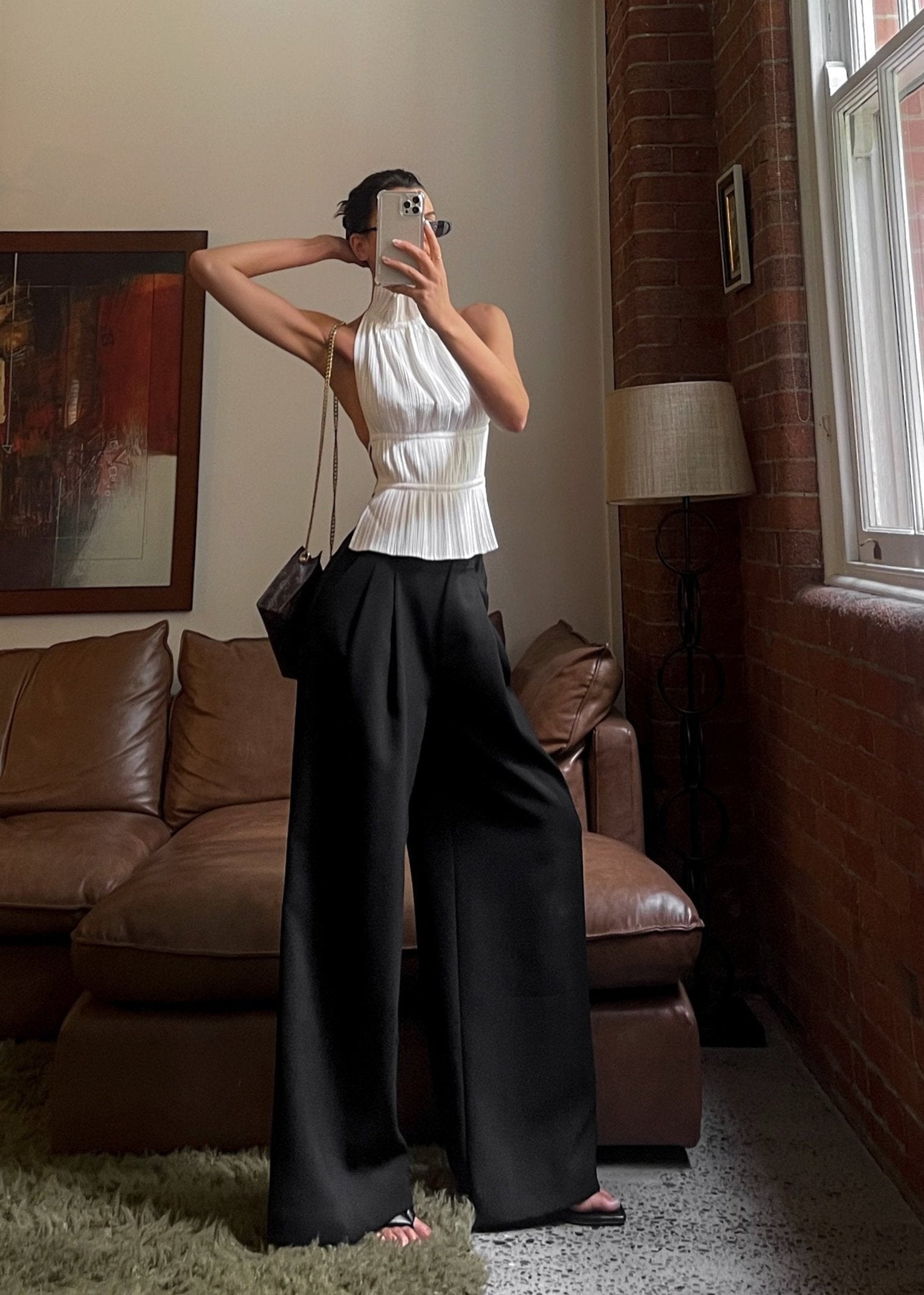 Mandi | Zwarte Hoge Taille Palazzo Pantalon
