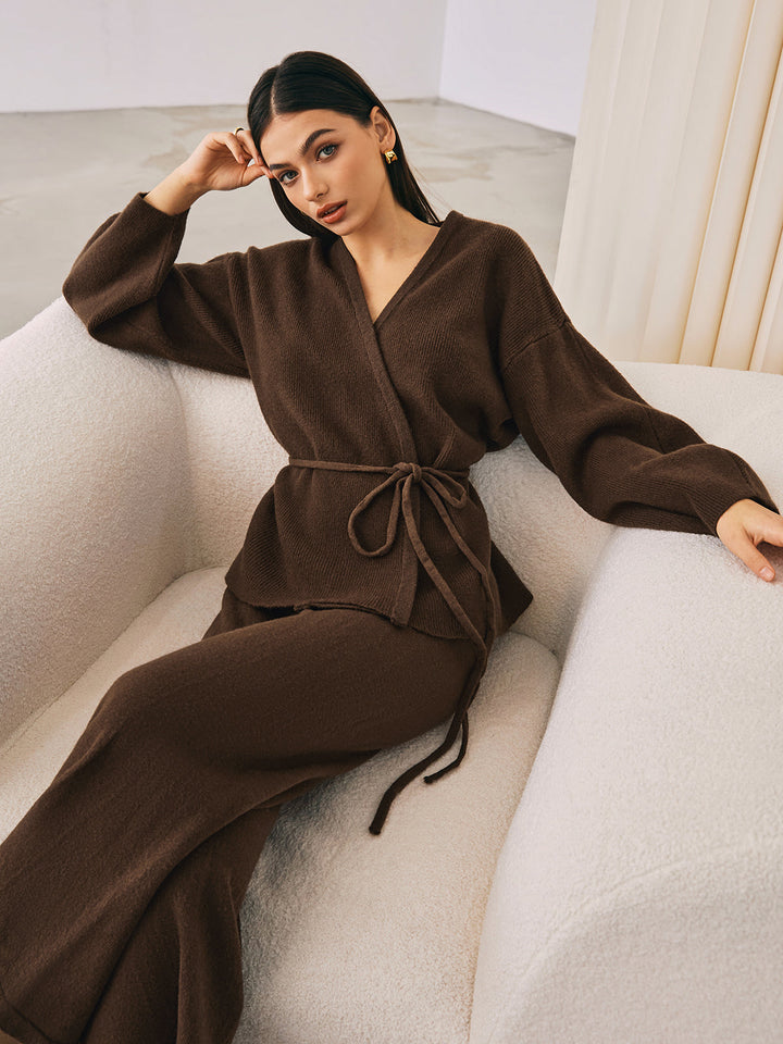 Alisson | Dames Set Trui Broek met Wrap Ceintuur