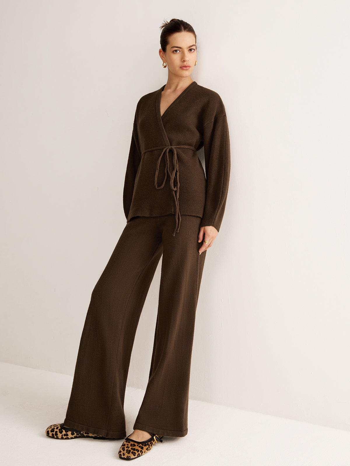 Girona | Dames Sweater Pants Set - Gebreide Stoffen Mix met Ceintuur