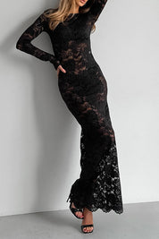 Vivian | Maxi Kanten Jurk - Elegant, Transparant Design