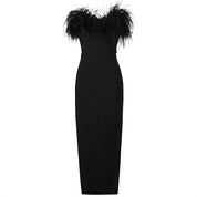 Nadine | Feestjurk Dames - Mouwloze Bodycon met Off-Shoulder, Zwart