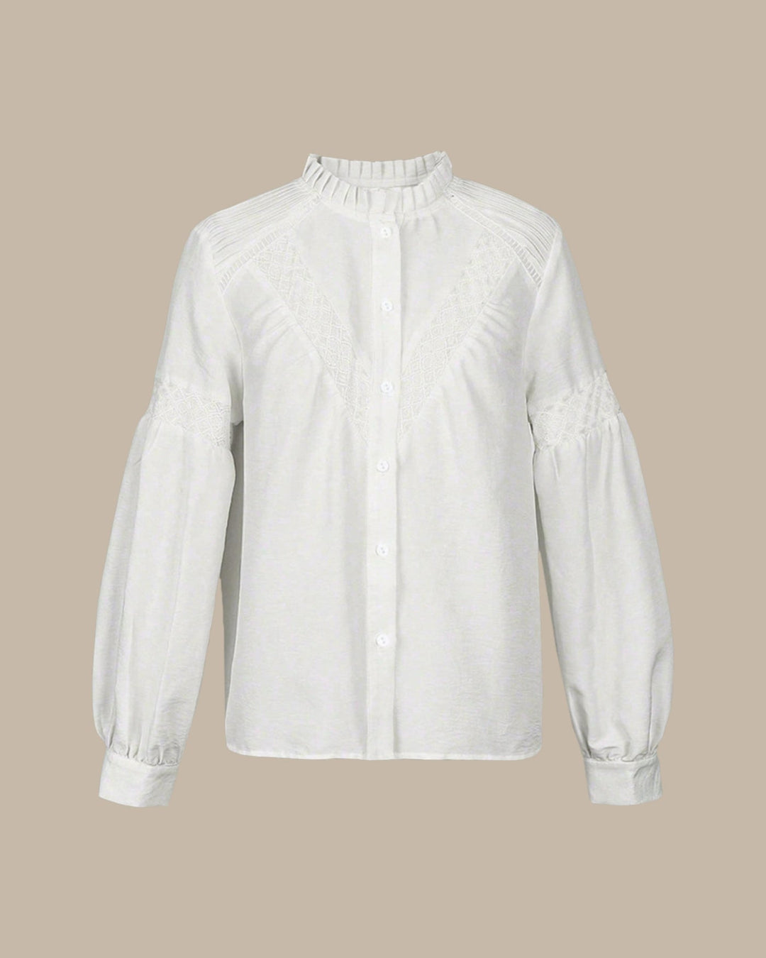 Fatima | Dames blouse met ruffle kraag knoopsluiting