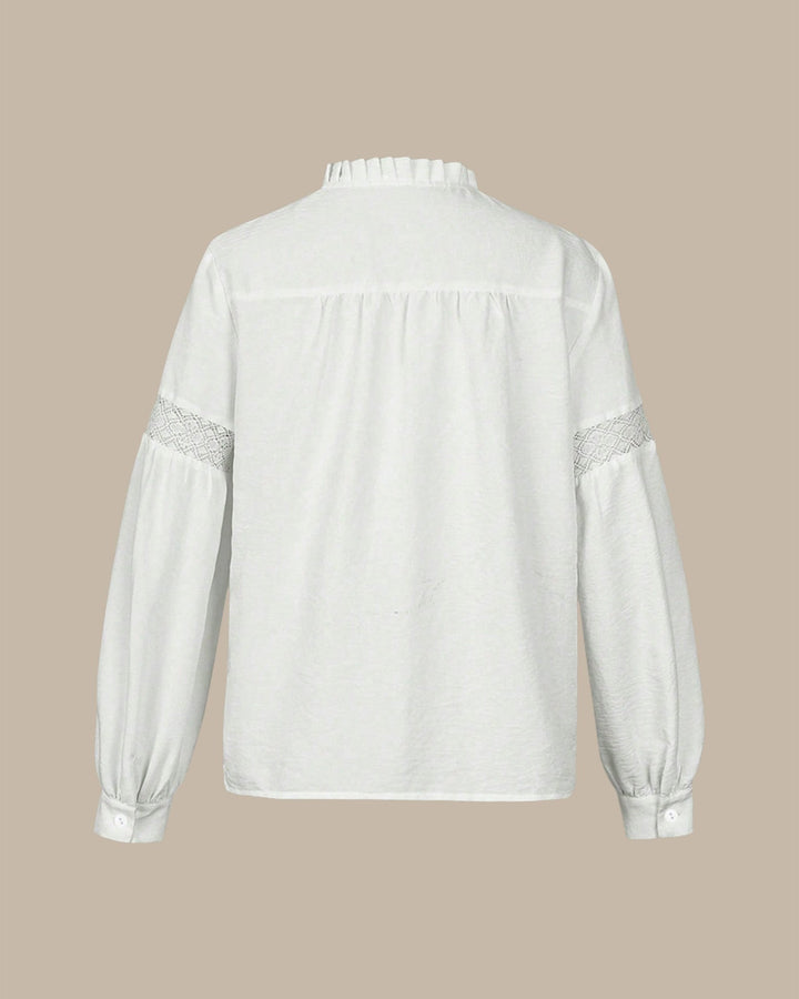 Fatima | Dames blouse met ruffle kraag knoopsluiting