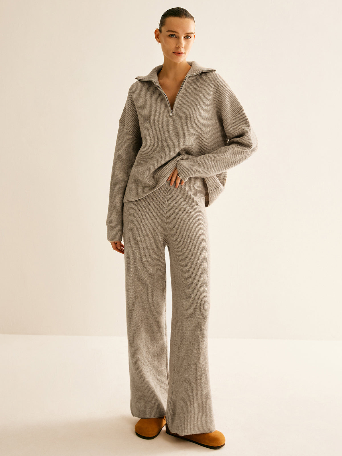 Jaxxy | Wol Blend Zipper Dames Sweater - Veel Stretch, Casual