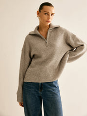 Jaxxy | Wol Blend Zipper Dames Sweater - Veel Stretch, Casual