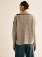 Jaxxy | Wol Blend Zipper Dames Sweater - Veel Stretch, Casual