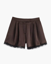 Xylia | Dames Mini Short - Luxe Satijn met Kanten Rand