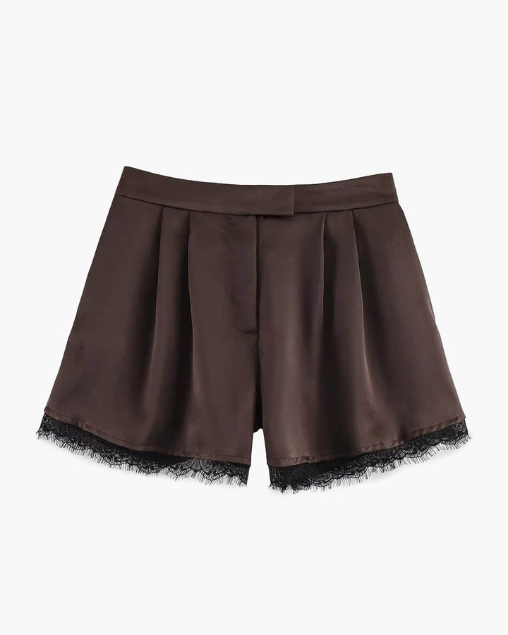 Fien | Dames Korte Broek met Kantafwerking Elastische Taille