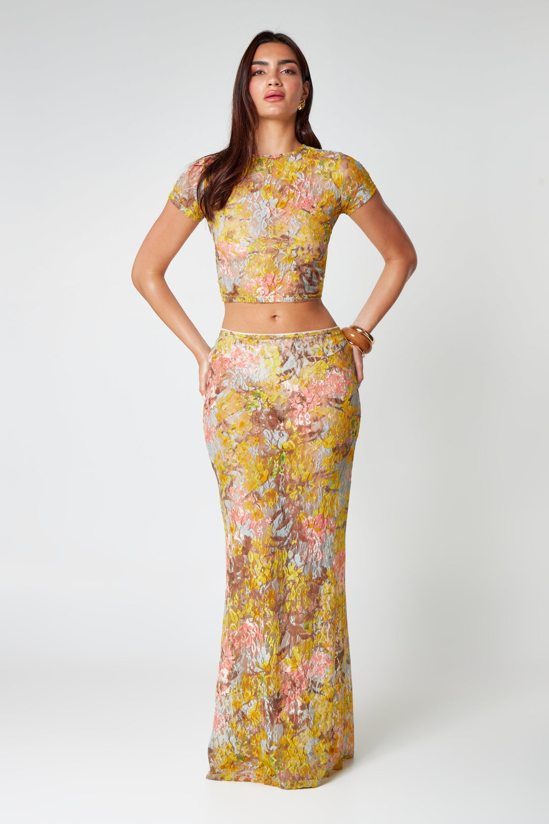 Diek | Dames kanten co-ord met maxi-rok en top