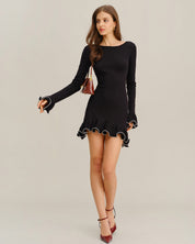 Felora | Geribbelde Mini Jurk - met Ruches, Casual Elegant