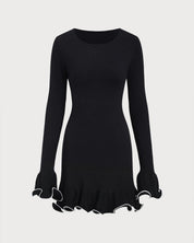 Felora | Geribbelde Mini Jurk - met Ruches, Casual Elegant