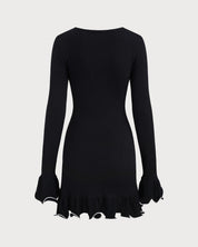 Felora | Geribbelde Mini Jurk - met Ruches, Casual Elegant
