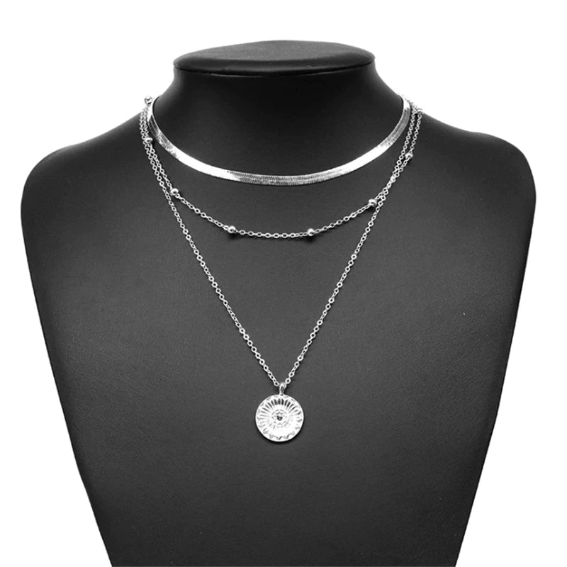 Zindara | Drievoudige Zilveren Ketting - Handgemaakt, Tijdloos Design
