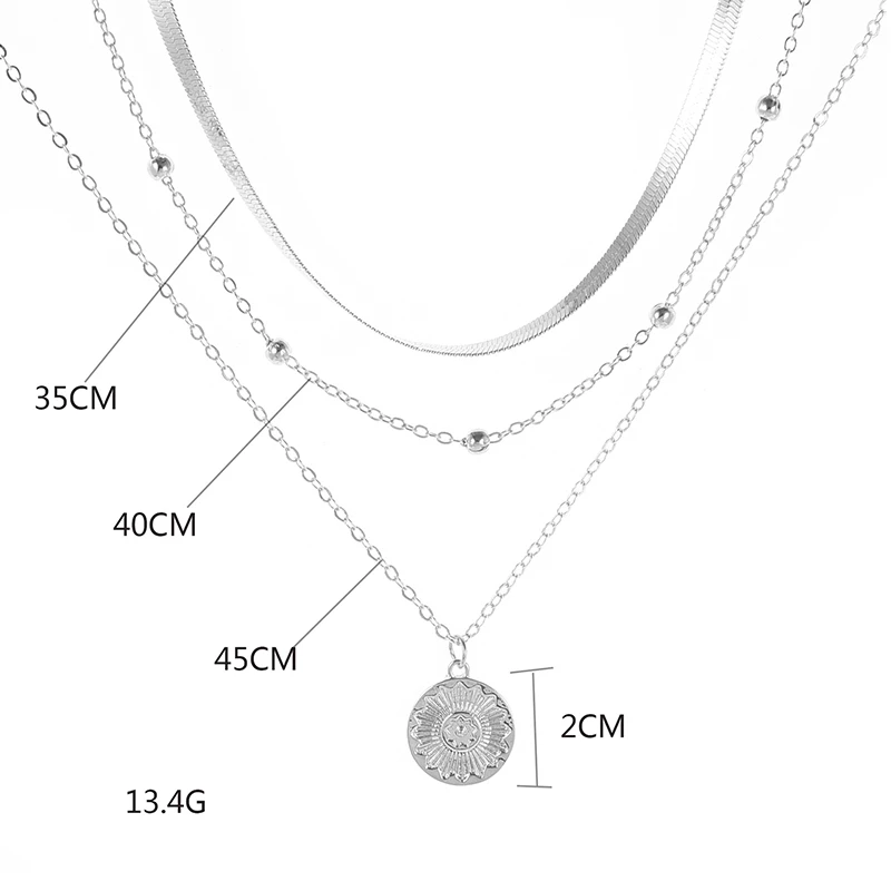 Zindara | Drievoudige Zilveren Ketting - Handgemaakt, Tijdloos Design