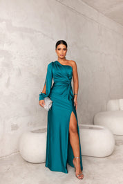 Zita | Elegante Satijnen One-Shoulder Avondjurk met Split