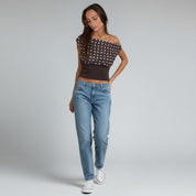 Zoey | Off-Shoulder Top met Polkadot Print