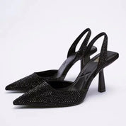 Zulma | Elegant en Stijlvolle Zwarte Slingback Hakken met Glitters