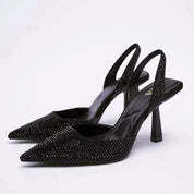 Zulma | Elegant en Stijlvolle Zwarte Slingback Hakken met Glitters