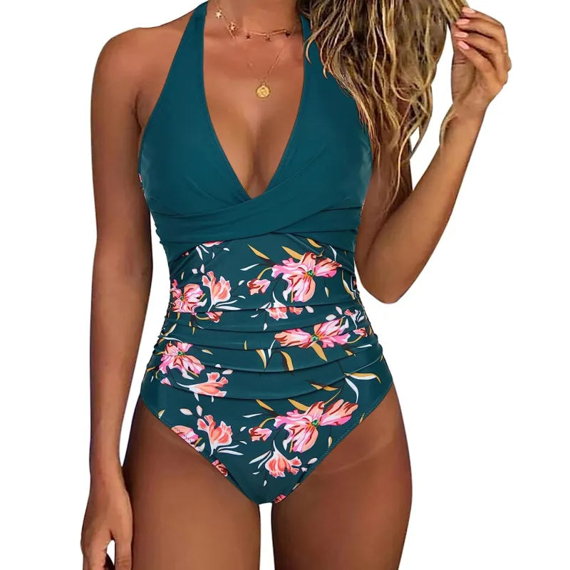Colette | Damesbadpak met halternek en overslagdetail