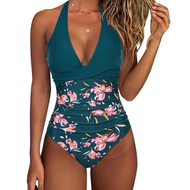 Colette | Damesbadpak met halternek en overslagdetail