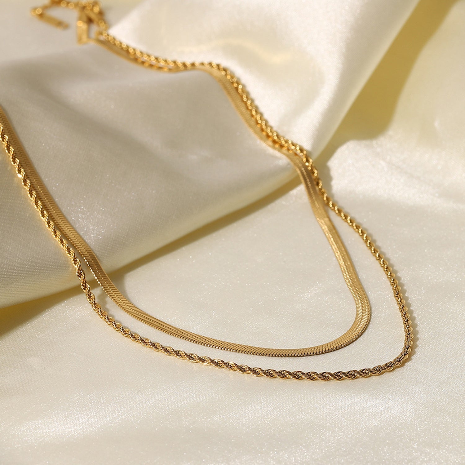 Maree | Gelaagde Gouden Ketting met Dubbele Schakel