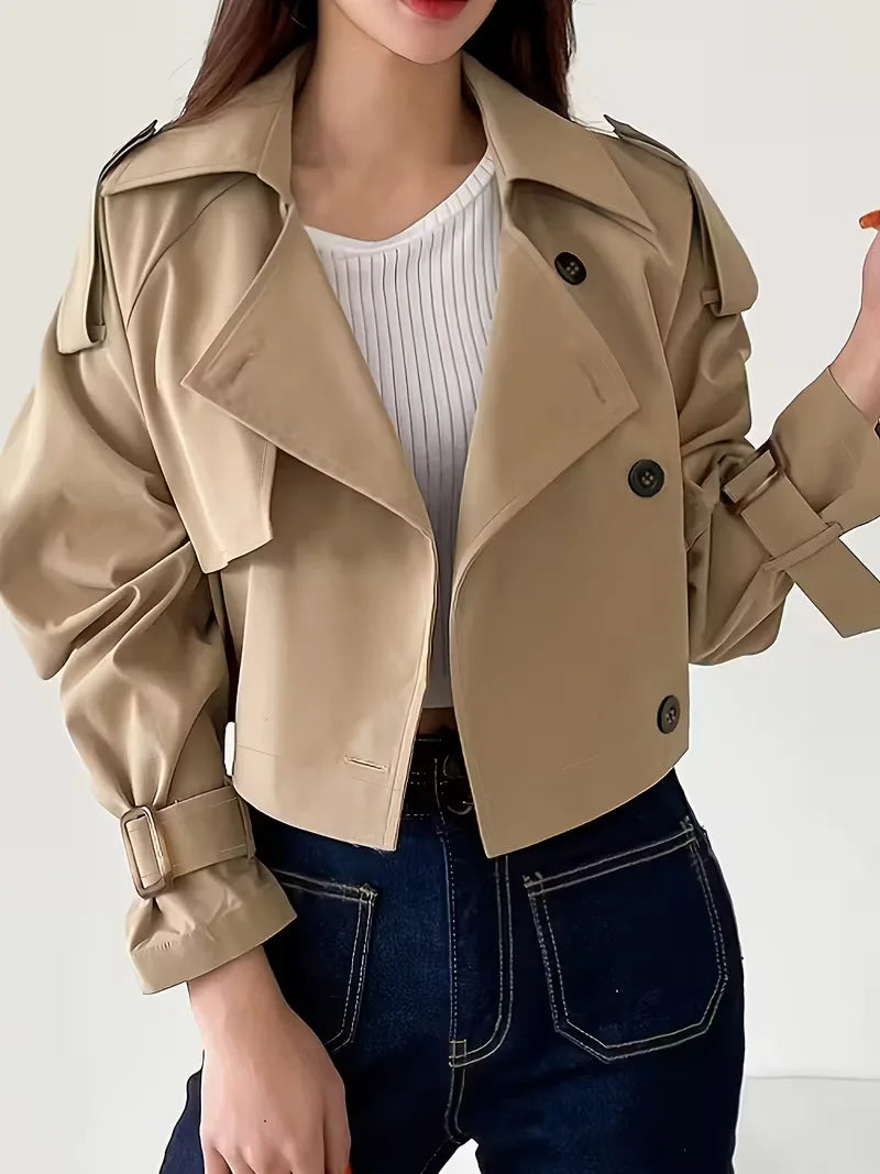 Cropped trenchcoat met dubbele knopen