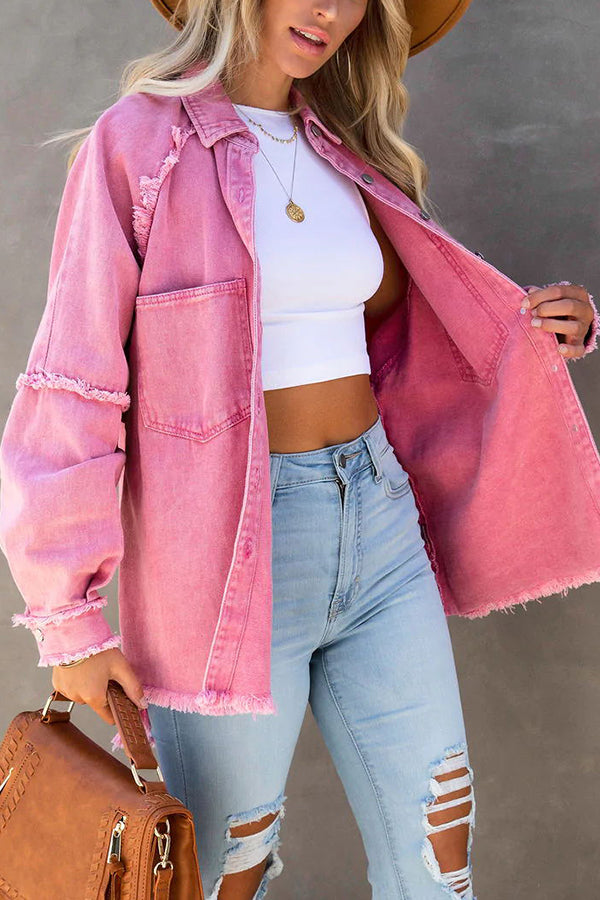 Cora | Dames tussenjas denim met knoopsluiting en zakken