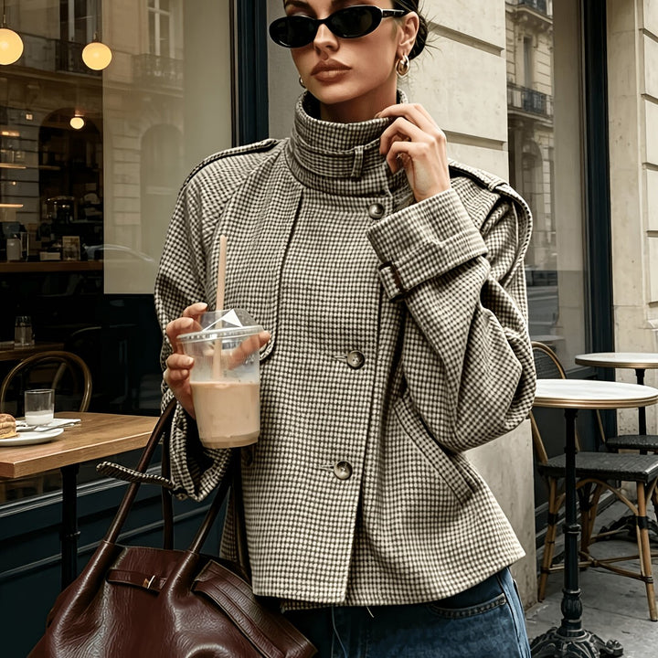 Marguerite | Colbert met Staande Kraag in Houndstooth