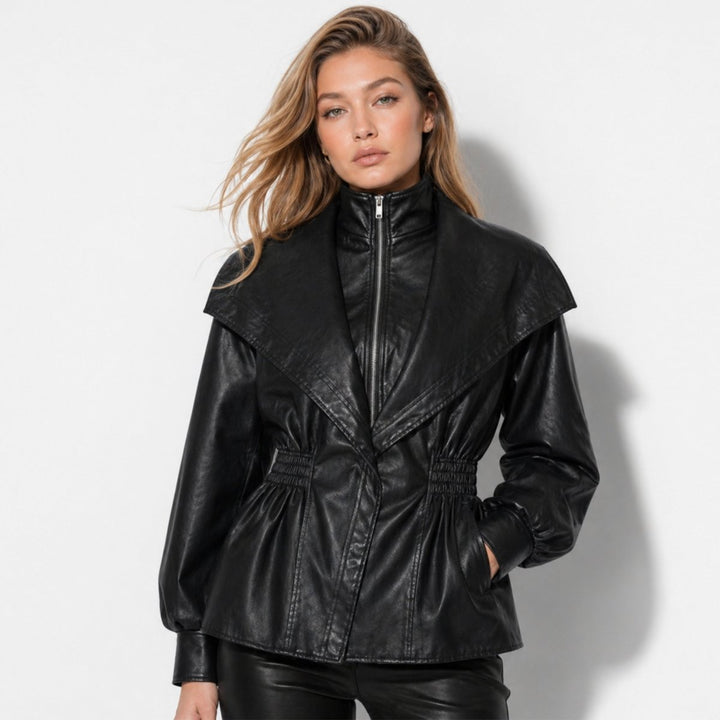 Agnes | Nonchalante Tailored Leren Jas met Notch-Lapel