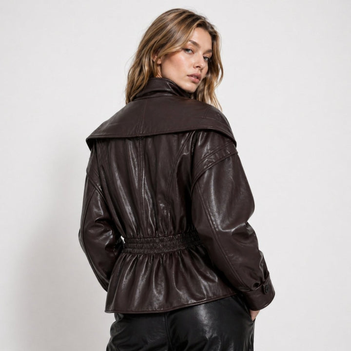 Agnes | Nonchalante Tailored Leren Jas met Notch-Lapel