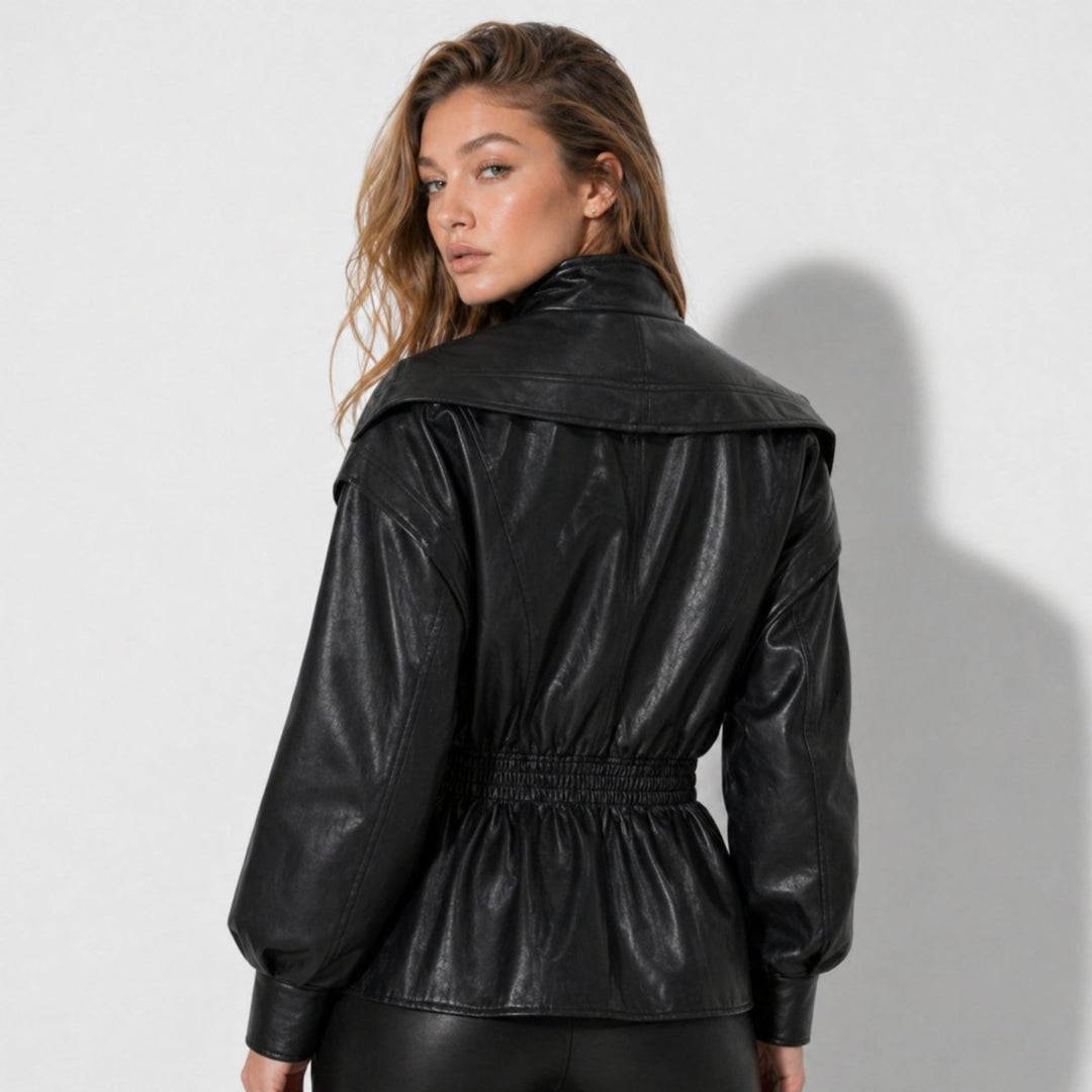 Agnes | Nonchalante Tailored Leren Jas met Notch-Lapel
