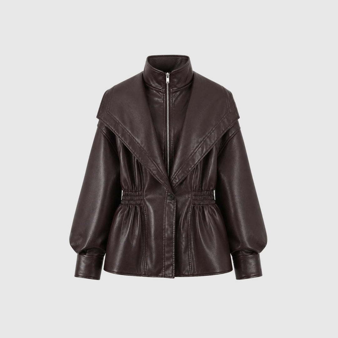 Agnes | Nonchalante Tailored Leren Jas met Notch-Lapel
