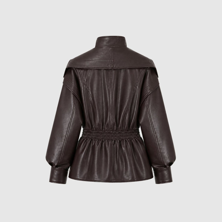 Agnes | Nonchalante Tailored Leren Jas met Notch-Lapel