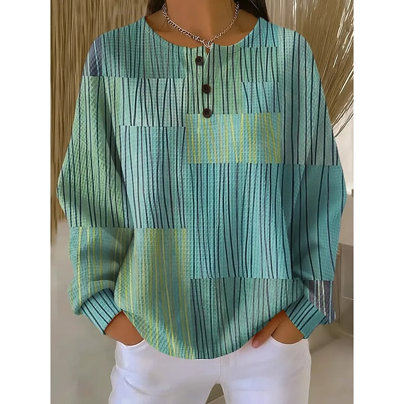 Melody | Sweatshirt met Knopenhalsprint